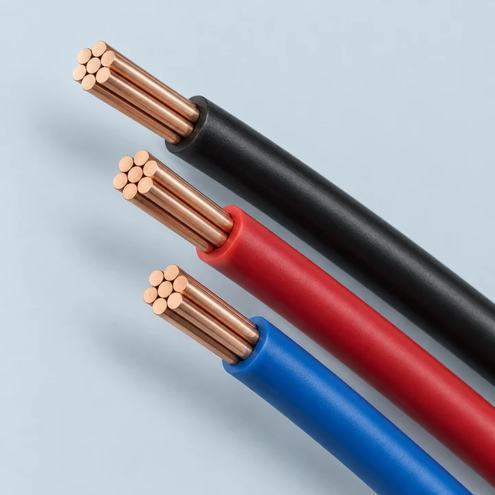 House wiring cables with exposed copper conductors