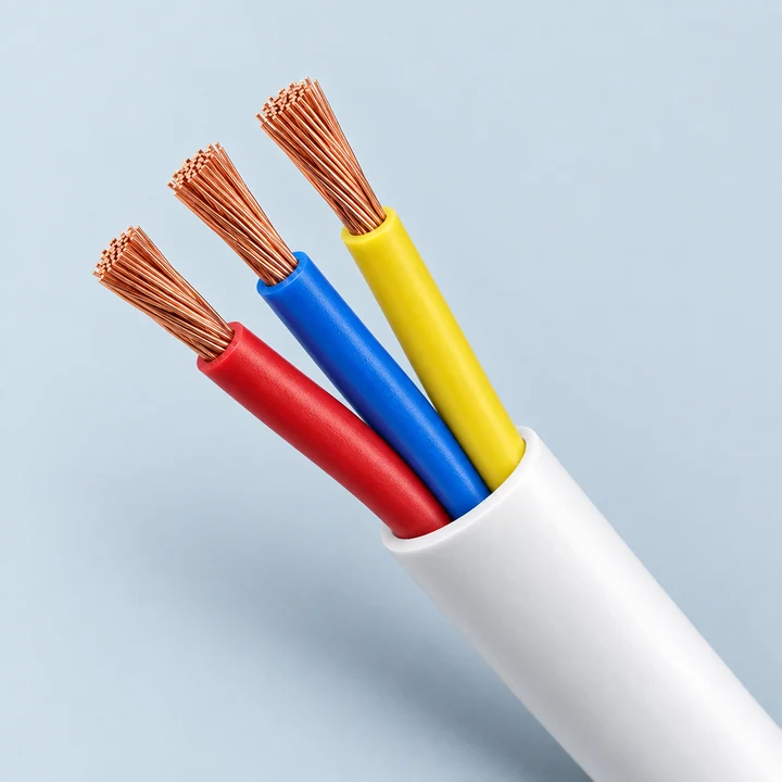 Flexible cable with coloured insulated cores