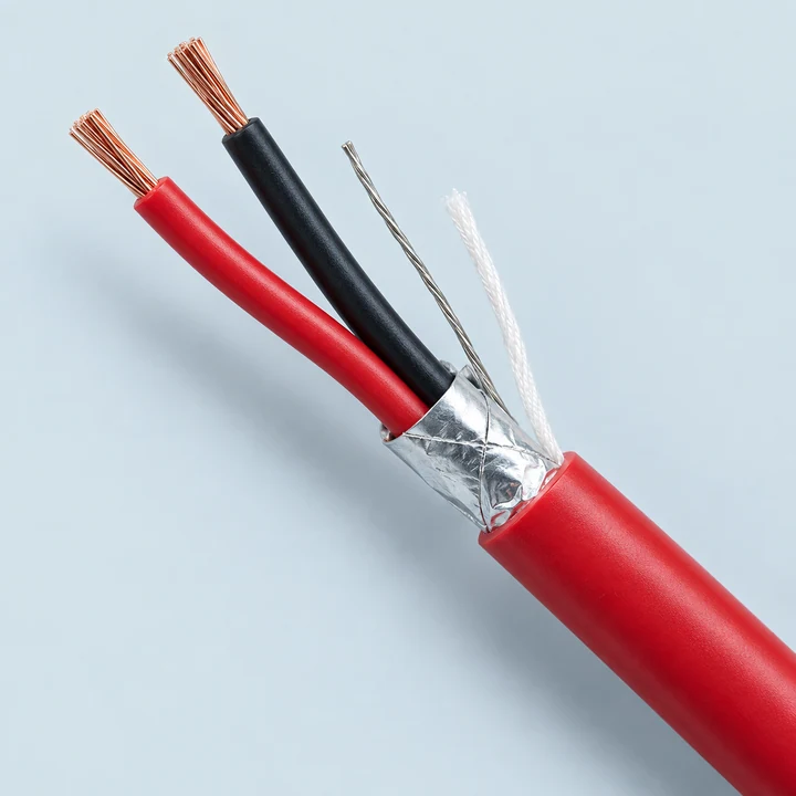 Shielded fire-alarm cable with two insulated cores