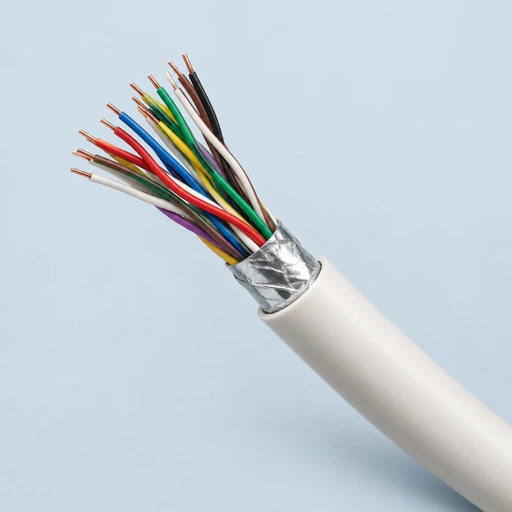 Multiple colour-coded pairs inside a communication cable