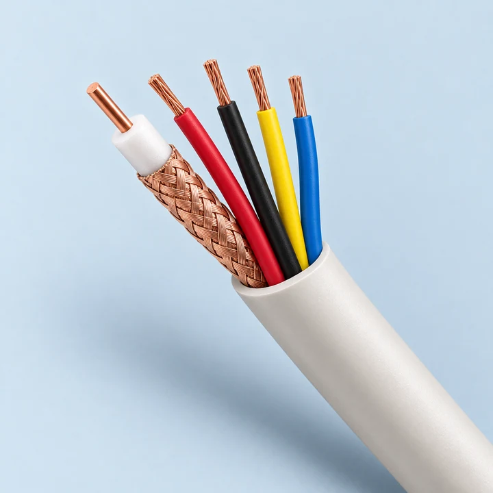 Cutaway illustration of a CCTV combination cable