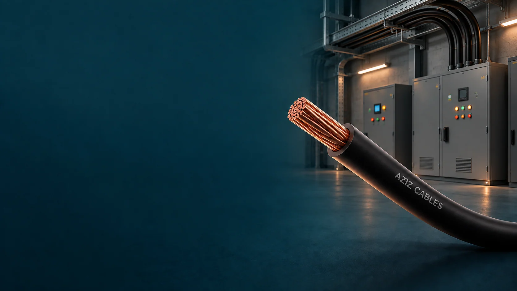 Industrial cable application illustration for Aziz Cables, a cable manufacturer in Pakistan